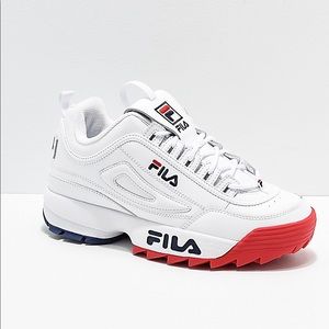 FILA Disruptor II Premium Red White and Blue Sneakers